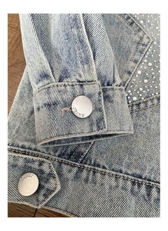 Generic Girl's Denim Jacket Children's Fashionable Star Studded Button Front Collar Shoulder Length Sleeve Outerwear(2-9 Y)  - Image 4