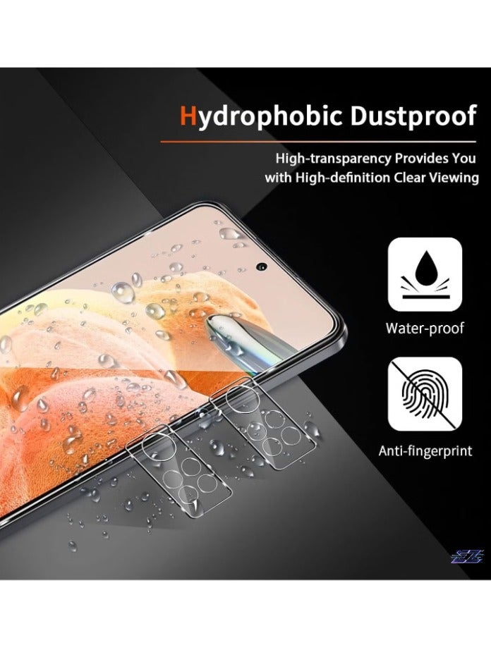 Screen Protector for Xiaomi Redmi Note 12 Pro 4G – 2-Pack Tempered Glass with 2 Camera Protectors, 9H Hardness Ultra Clear HD Protection, Anti-Scratch, Bubble-Free, Easy Installation for Maximum Durability