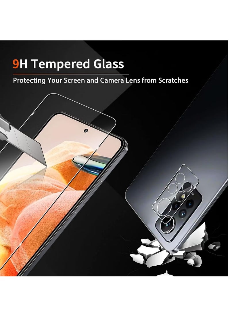 Screen Protector for Xiaomi Redmi Note 12 Pro 4G – 2-Pack Tempered Glass with 2 Camera Protectors, 9H Hardness Ultra Clear HD Protection, Anti-Scratch, Bubble-Free, Easy Installation for Maximum Durability