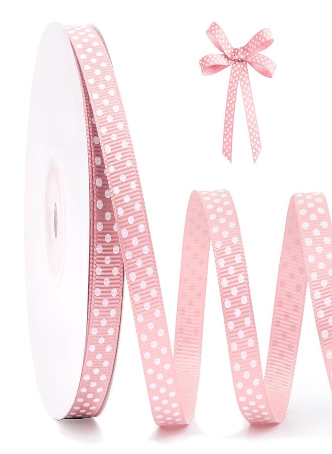 FAKILO Polka Dot Grosgrain Ribbon 3/8 Inch, 25 Yards Spool Pink and White Dot Craft Ribbon for Christmas Gift Wrapping DIY Crafts Hair Bows Wedding Party Decor Sewing and Home Decoration - Image 1
