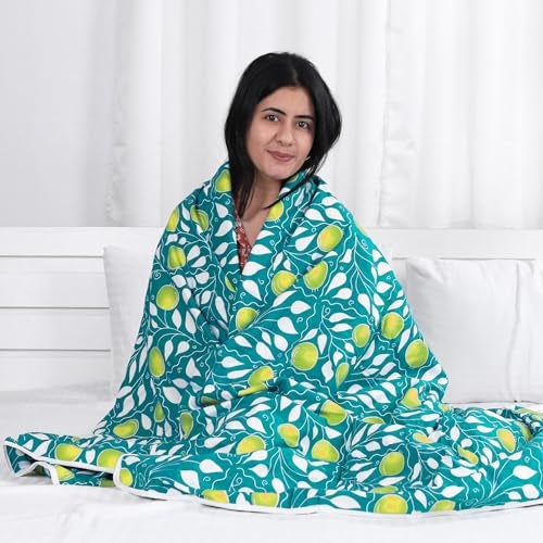 Divine Casa Bedsheet for Single Size Bed 144 Tc Cotton Bedsheet for Single Size Bed with 1 Pillow Cover (145 X 223 cm) Floral Green Lemon Cotton Bedsheet - Image 5