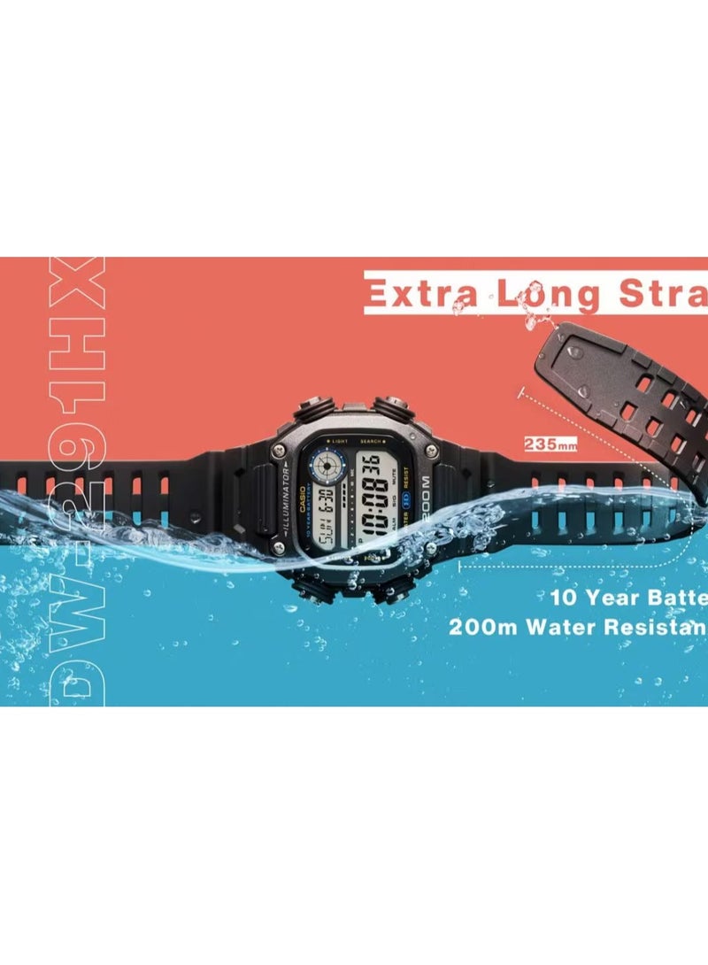 Casio DW-291H-1AVDF Men's Water Resistant Wrist, 51 mm, Black - Image 2