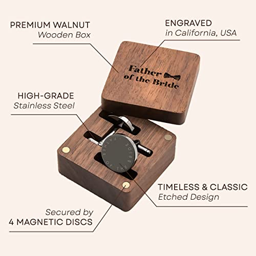 MUUJEE Cufflinks with Engraved Wood Gift Box - Father Of The Bride Gift on Wedding Day Marriage Ceremony for Dad FIL from Daughter Son In Law, Tuxedo Dress Shirt Studs Accessory, Meaningful Keepsake - Image 3