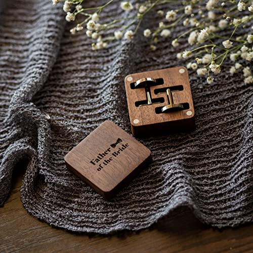 MUUJEE Cufflinks with Engraved Wood Gift Box - Father Of The Bride Gift on Wedding Day Marriage Ceremony for Dad FIL from Daughter Son In Law, Tuxedo Dress Shirt Studs Accessory, Meaningful Keepsake - Image 5