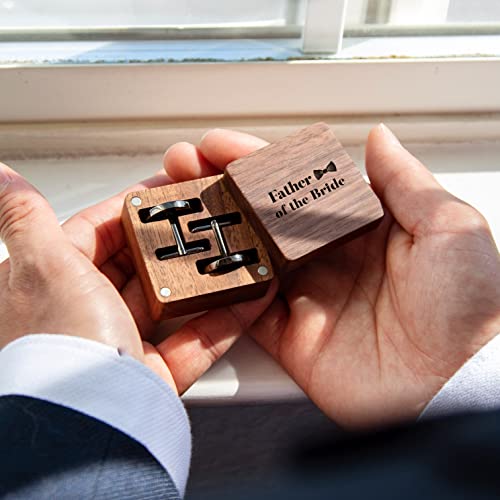 MUUJEE Cufflinks with Engraved Wood Gift Box - Father Of The Bride Gift on Wedding Day Marriage Ceremony for Dad FIL from Daughter Son In Law, Tuxedo Dress Shirt Studs Accessory, Meaningful Keepsake - Image 4