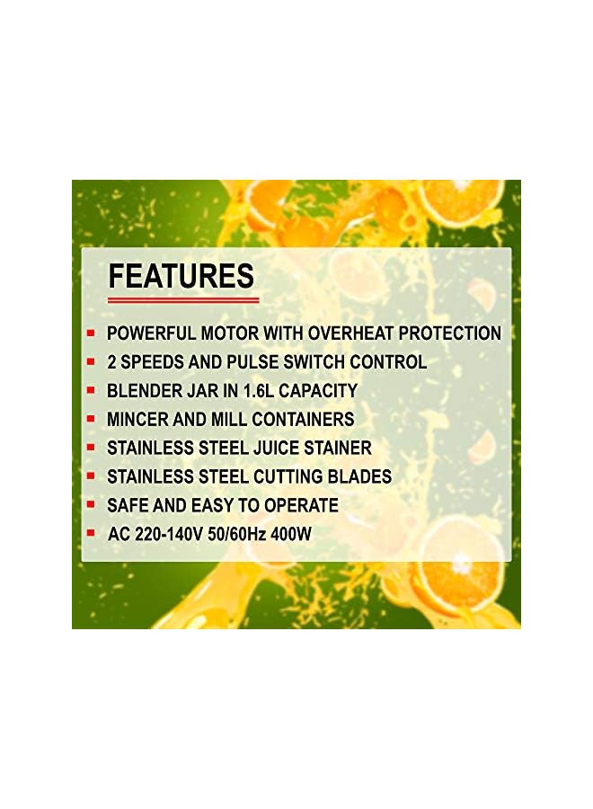 Flexy ألمانيا 4 في 1 معالج طعام خلاط مع عصارة ومفرمة ومطحنة - Image 4