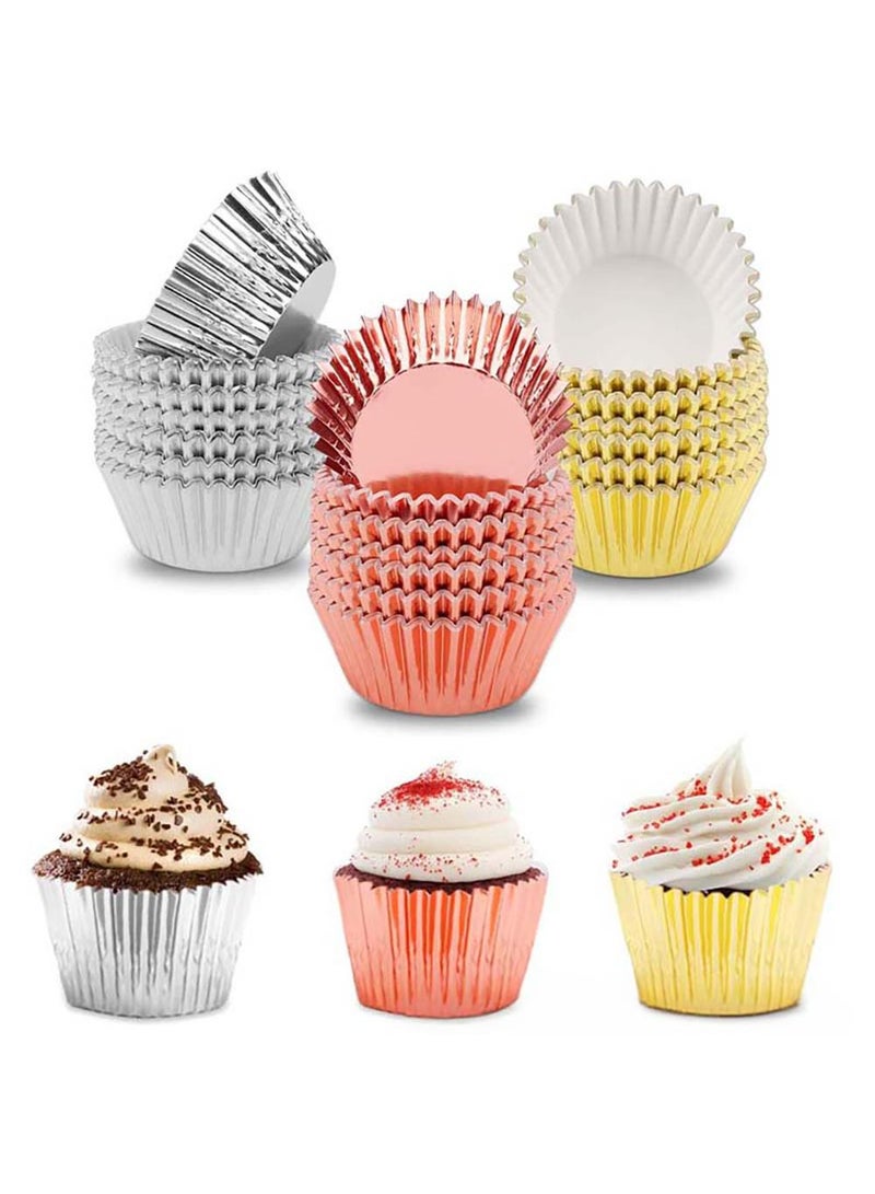 Sweet seven Metallic Foil Cupcake Liners - 300Pcs 2 Inch Baking Cups in Gold, Silver, Rose Gold - Muffin Paper Cases for Elegant Desserts - Image 4