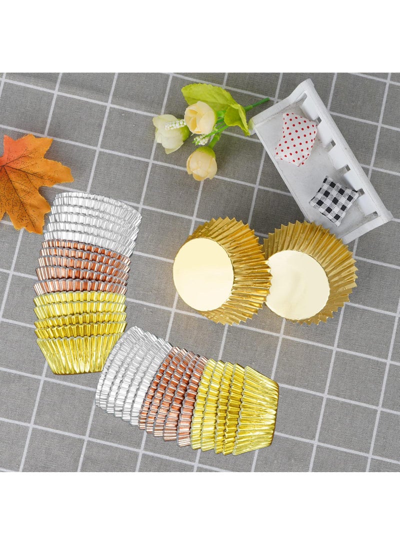 Sweet seven Metallic Foil Cupcake Liners - 300Pcs 2 Inch Baking Cups in Gold, Silver, Rose Gold - Muffin Paper Cases for Elegant Desserts - Image 2
