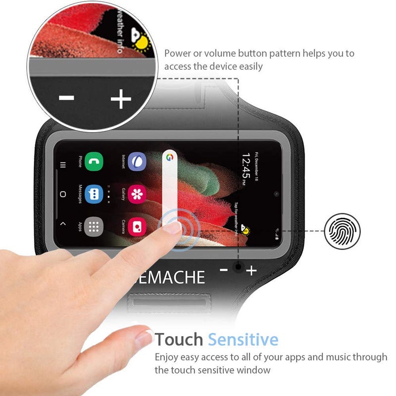 JEMACHE Galaxy S25 S24 Ultra Armband, JEMACHE Gym Workouts Running Arm Band for Samsung Galaxy S25/S24/S23/S22/S21 Ultra (Black) - Image 2