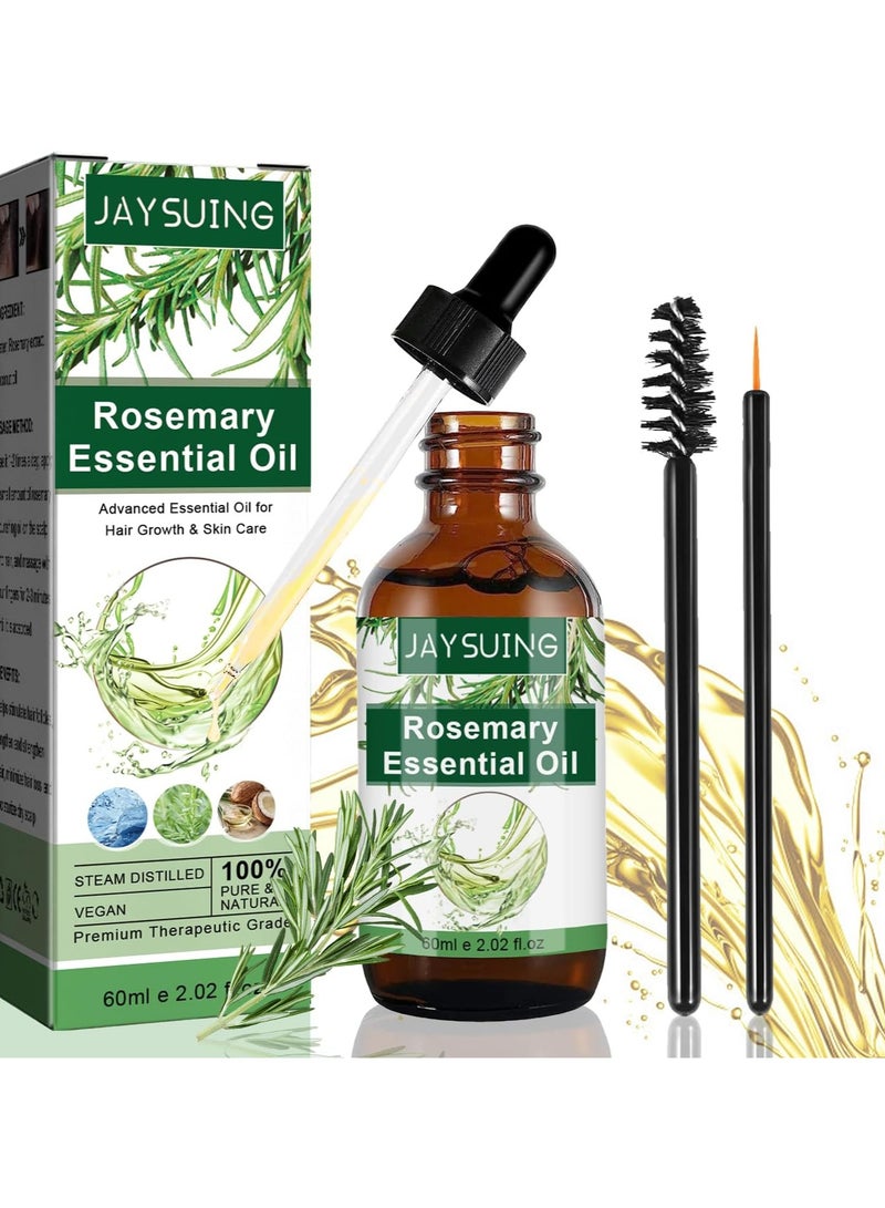 جايسوينغ زيت إكليل الجبل العطري 60 مل لنمو الشعر زيت إكليل الجبل العضوي النقي للشعر الجاف والتالف ونمو الشعر زيت فروة الرأس زيت نقي وطبيعي عالي الجودة زيت لعلاج تساقط الشعر للرجال والنساء - Image 1