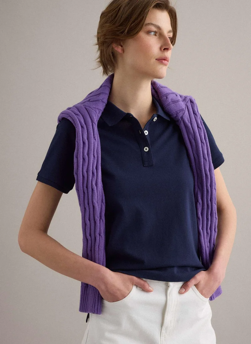 Ovs OVS Blue Regular Fit Organic Cotton Polo Shirt