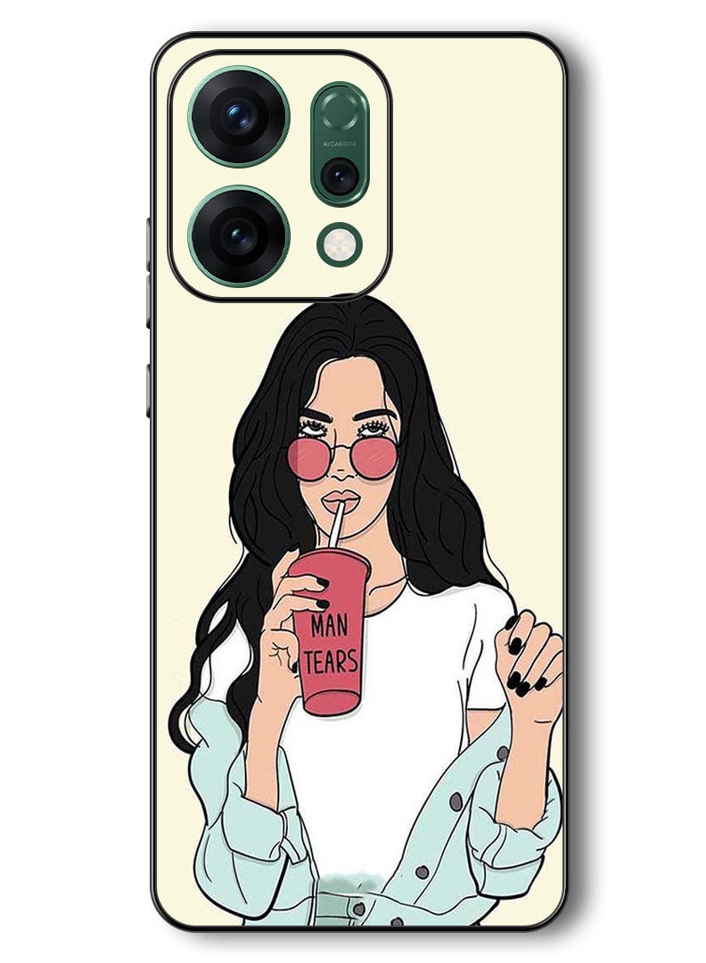 Theodor Case Compatible with Oppo Reno 14 6.59 Inch Protection Shockproof Bumper Cover Girl Drinking Coffee - Image 1