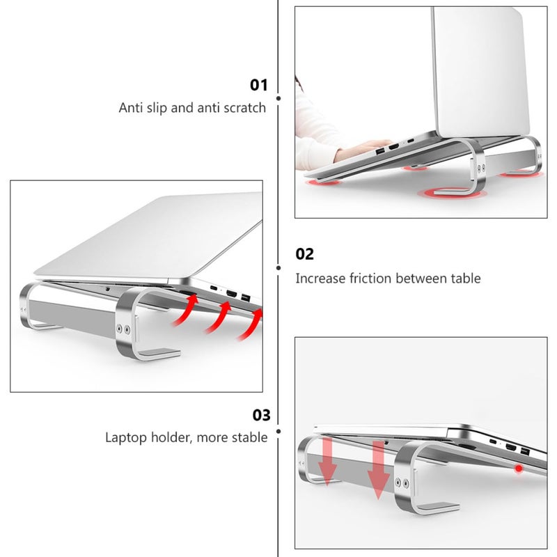 Aluminum Alloy Laptop Stand Portable Adjustable Cooling Rack Holder for Office Travel Silver - Image 5