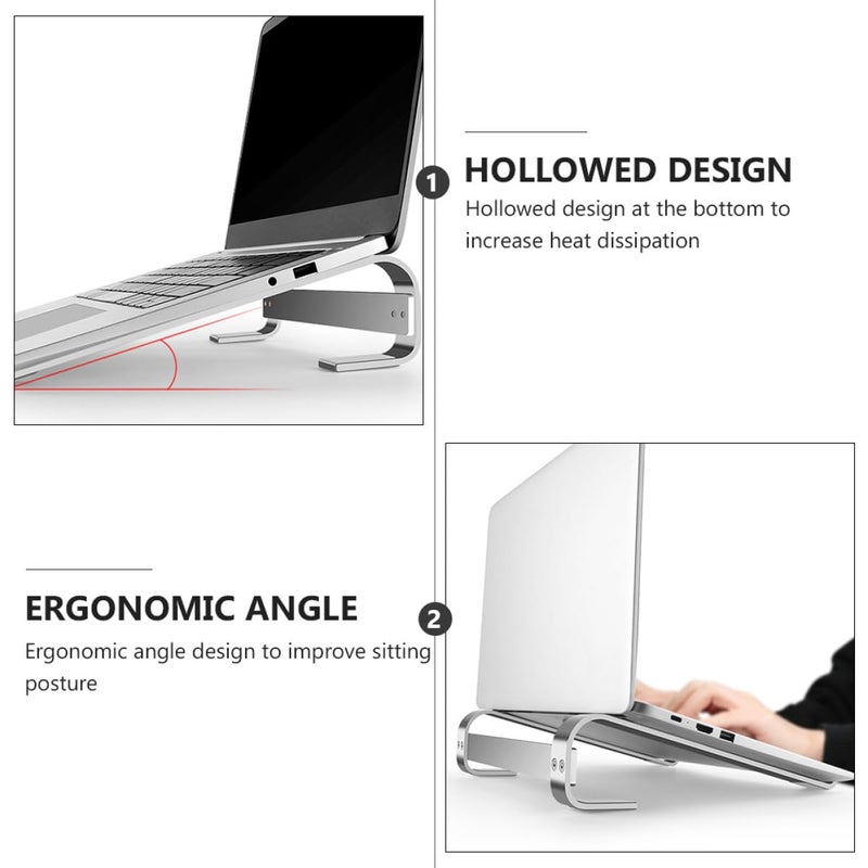 Aluminum Alloy Laptop Stand Portable Adjustable Cooling Rack Holder for Office Travel Silver - Image 4