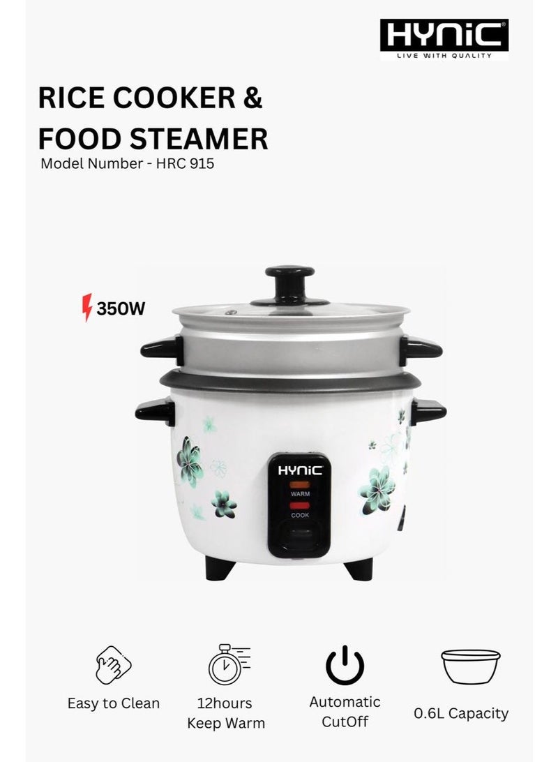 هاينك طباخ الأرز وبخار الطعام (0.6 لتر) – طباخ متعدد الطائرات 3 في 1 مضغوط - Image 1