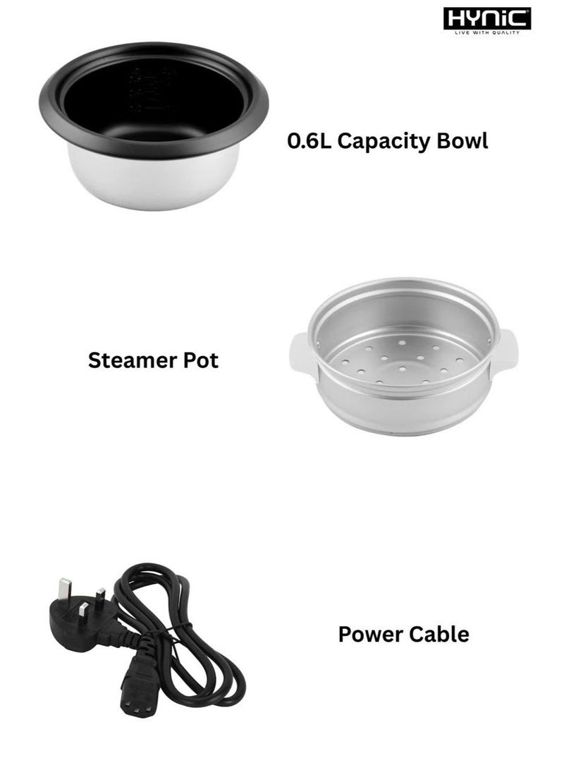 هاينك طباخ الأرز وبخار الطعام (0.6 لتر) – طباخ متعدد الطائرات 3 في 1 مضغوط - Image 4