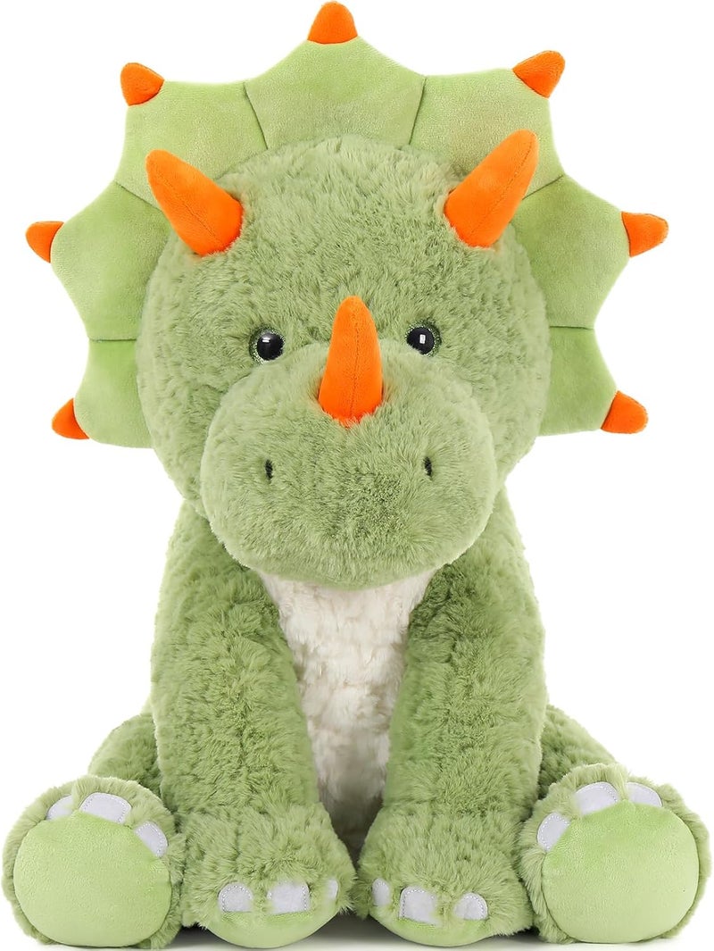 MorisMos Giant Plush Dinosaur, 60 cm Green Triceratops Large Plush Toy, Kawaii Soft Teddy Stuffed Animals Gift for Boys Girls Birthday Deco - Image 5