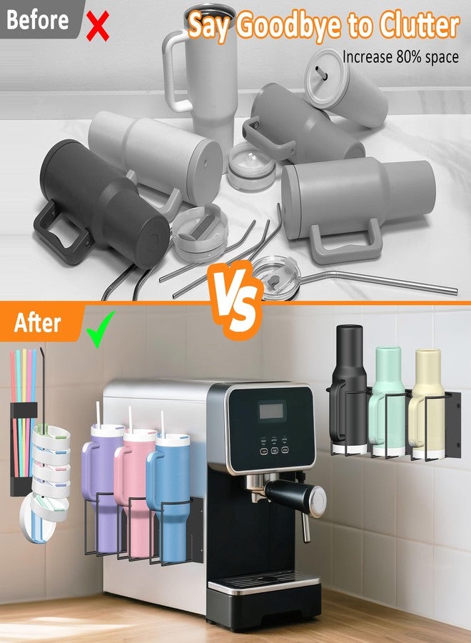 Spaclear Magnetic Cup Holder for Fridge - Tumbler Organizer for Stanley 20/30/40 oz, Stanley Cup Holder with Lid & Straw Holders, Water Bottle Organizer Stanleys Cup Accessories Storage for Kitchen Fridge - Image 4