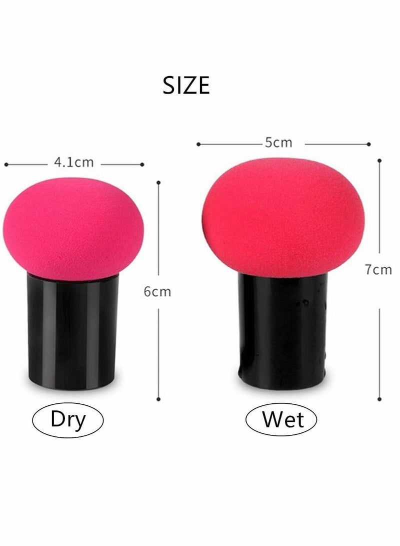 SYOSI Powder Puffs, Makeup Sponge Makeup Blending Sponge Powder Puff Mushroom Facial Foundation Sponges Makeup Tools with Handle Case for Liquid Foundation Creams and Powders, 2Pcs  - Image 2