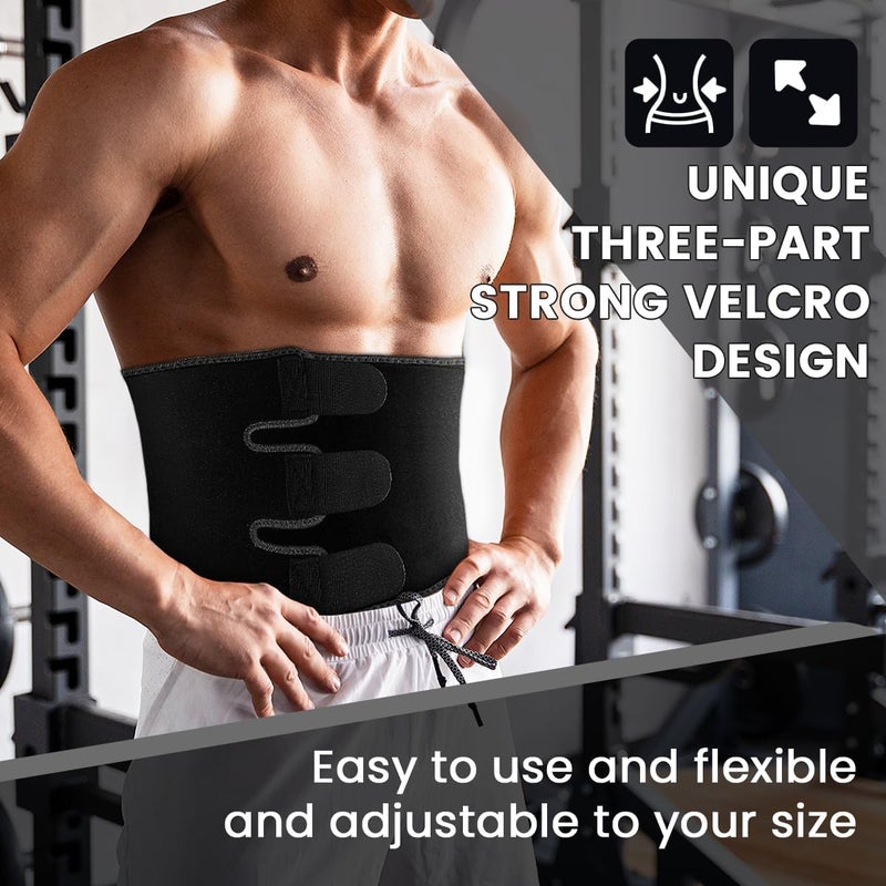 RIYA Waist Trimmer Sweat Waist Trainer for Women and Men Waist Sweat Belt Band Belly Stomach Wrap Black - Image 2
