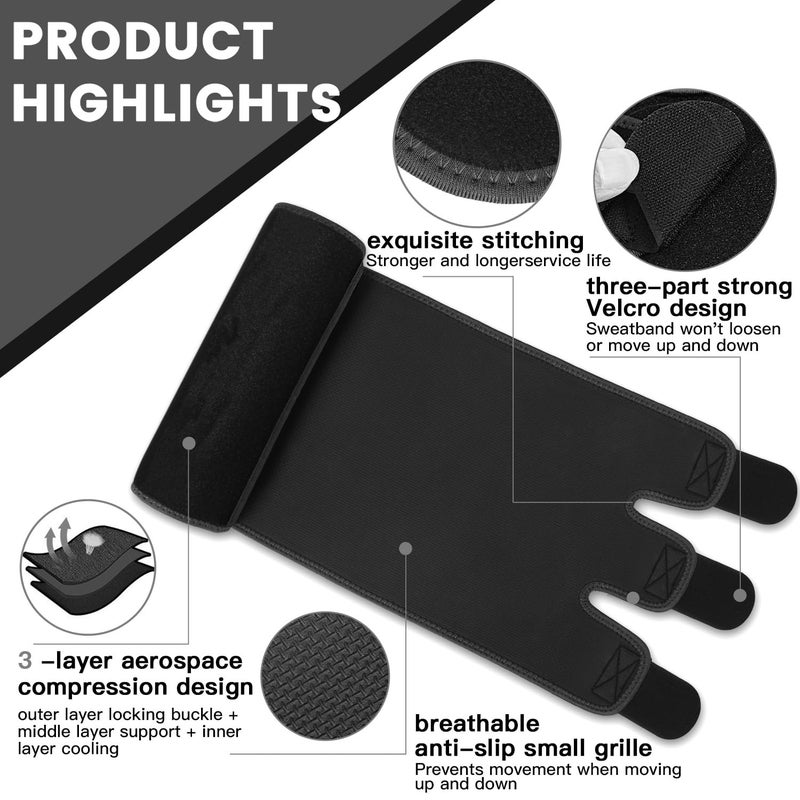 RIYA Waist Trimmer Sweat Waist Trainer for Women and Men Waist Sweat Belt Band Belly Stomach Wrap Black - Image 5