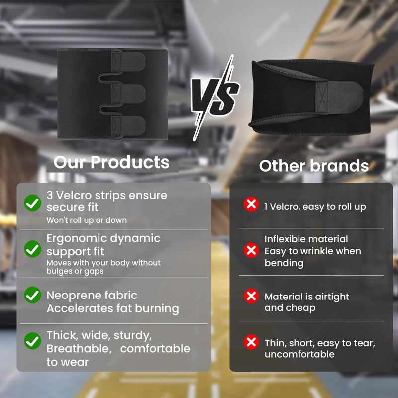 RIYA Waist Trimmer Sweat Waist Trainer for Women and Men Waist Sweat Belt Band Belly Stomach Wrap Black - Image 4