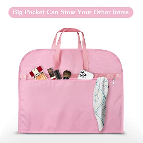 Limoomil Heavy Duty Waterproof Garment Bag for Travel, Tear Resistance Suit Bag for Women Travel for Suits, Tuxedos, Coats, Uniform. Pink, 42 inch… - Image 2