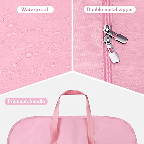 Limoomil Heavy Duty Waterproof Garment Bag for Travel, Tear Resistance Suit Bag for Women Travel for Suits, Tuxedos, Coats, Uniform. Pink, 42 inch… - Image 5