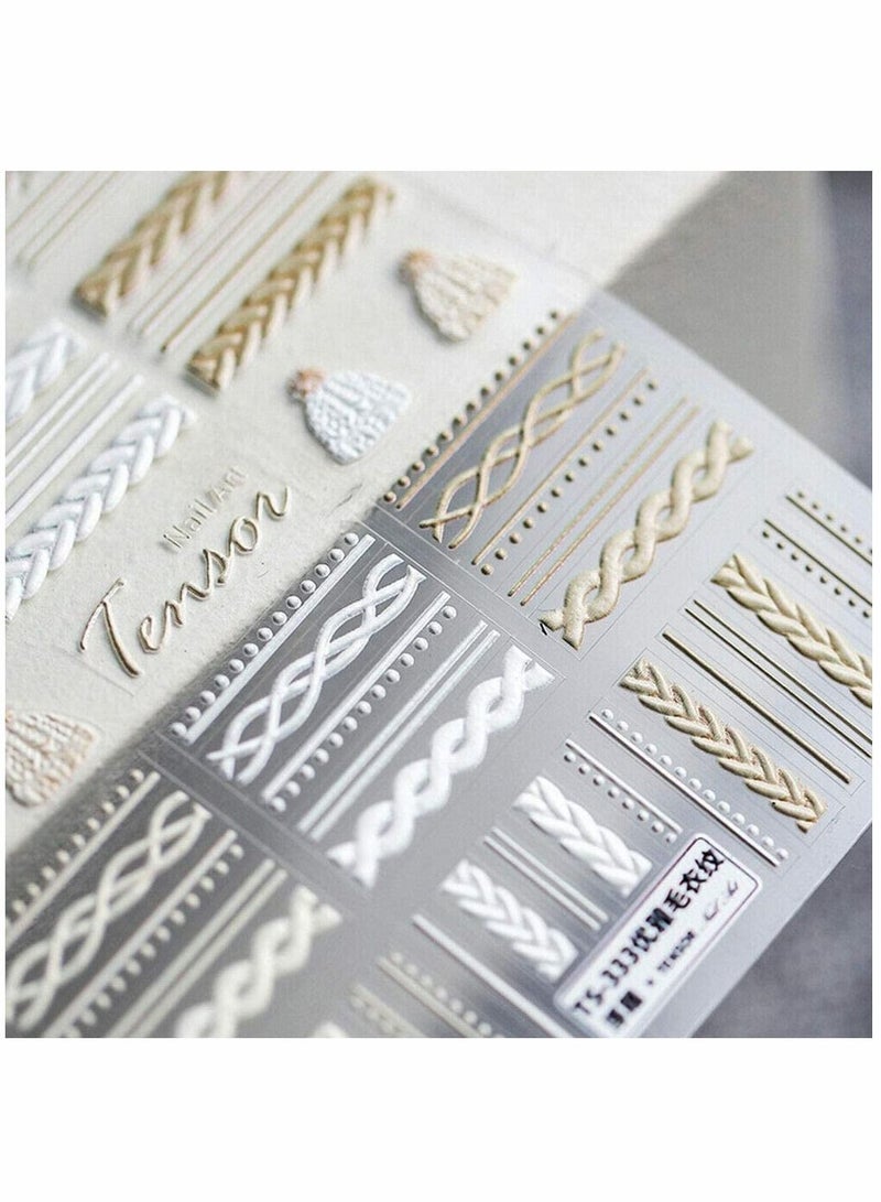 Y&D Nail Stickers Frosted Thin Transparent Embossed Elegant Sweater Sticker Nails Decal Diy Art 3d Acrylic Engraved Sticker Decoration 4 Sheet/Set - Image 5