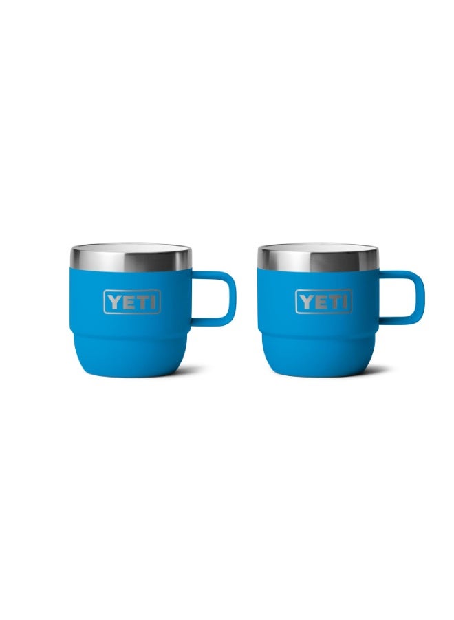 كوب YETI Rambler سعة 6 أونصات قابل للتكديس، مصنوع من الفولاذ المقاوم للصدأ، معزول بتفريغ الهواء ومخصص للإسبريسو/القهوة، عبوة من قطعتين بلون "Big Wave Blue"