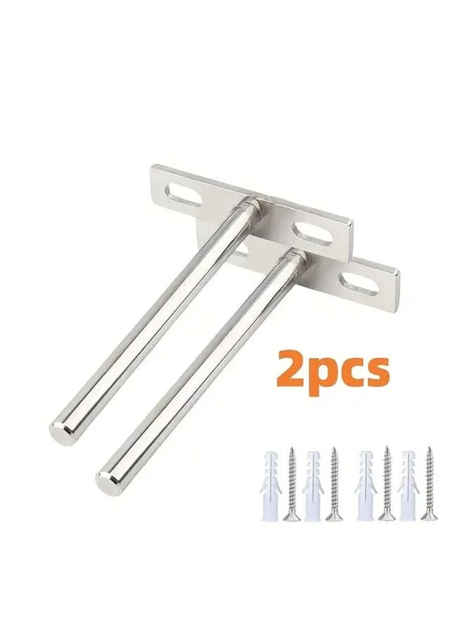 2Pcs Silvery T Shaped Invisible Shelf Bracket Hidden Suspension Bracket For Living Room Kitchen - Image 1