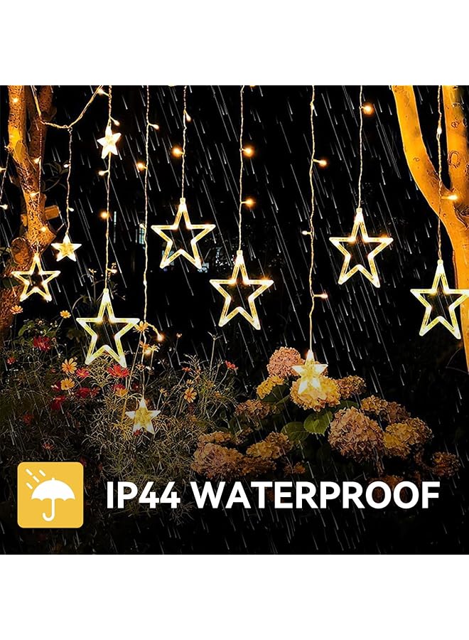 erorex Curtain Fairy Lights 3.5M 11.5Ft 138 Leds 12 Stars Usb Powered And Battery Operated Lights 8 Mode Outdoor Indoor Waterfall Backdrop For Bedroom Wedding Party Wall Decor - Image 5