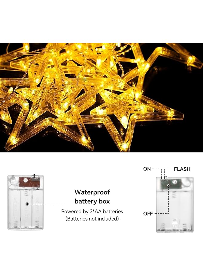 erorex Curtain Fairy Lights 3.5M 11.5Ft 138 Leds 12 Stars Usb Powered And Battery Operated Lights 8 Mode Outdoor Indoor Waterfall Backdrop For Bedroom Wedding Party Wall Decor - Image 2