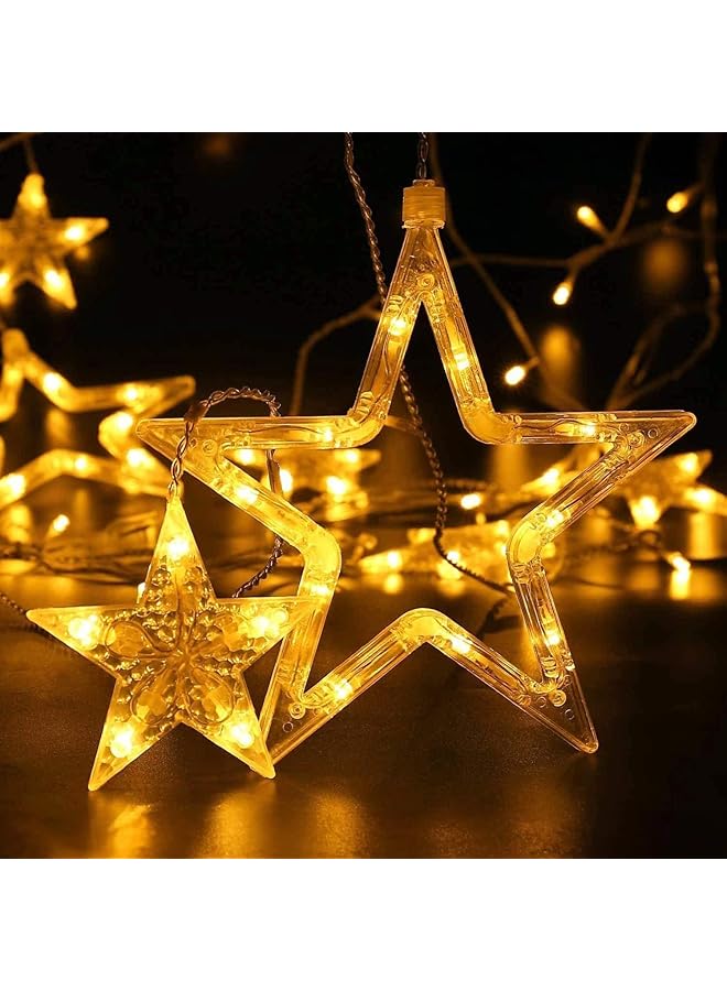 erorex Curtain Fairy Lights 3.5M 11.5Ft 138 Leds 12 Stars Usb Powered And Battery Operated Lights 8 Mode Outdoor Indoor Waterfall Backdrop For Bedroom Wedding Party Wall Decor - Image 4