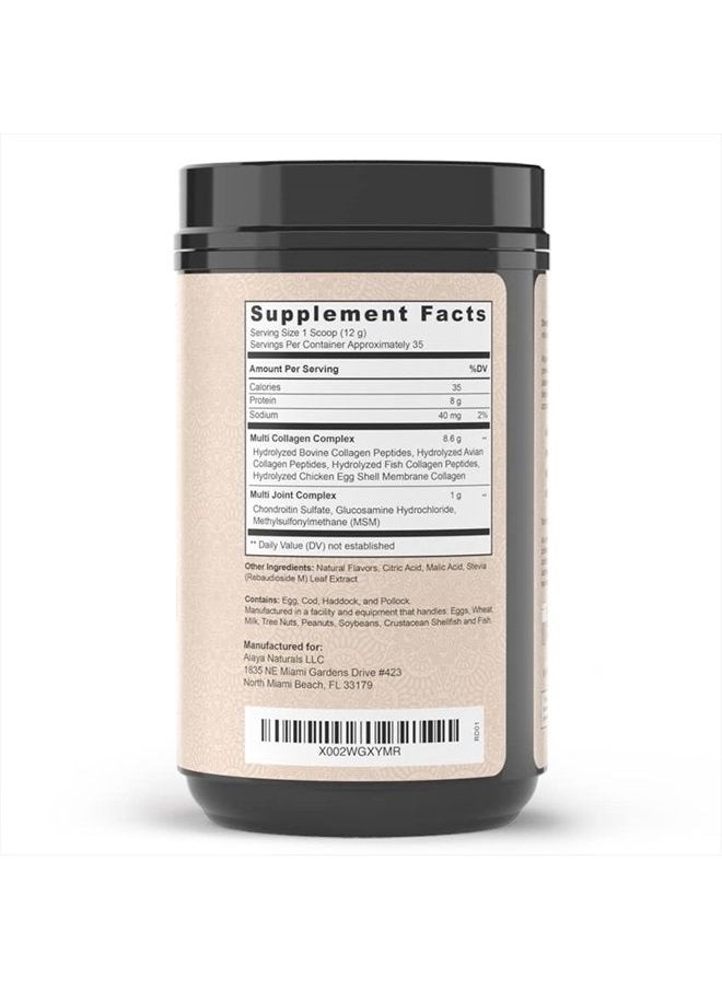 Alaya Naturals - Alaya Multi Collagen Powder - Type I, II, III, V, X Hydrolyzed Collagen Peptides Protein Powder Supplement with MSM + GC (Raspberry Lemonade) - Image 1
