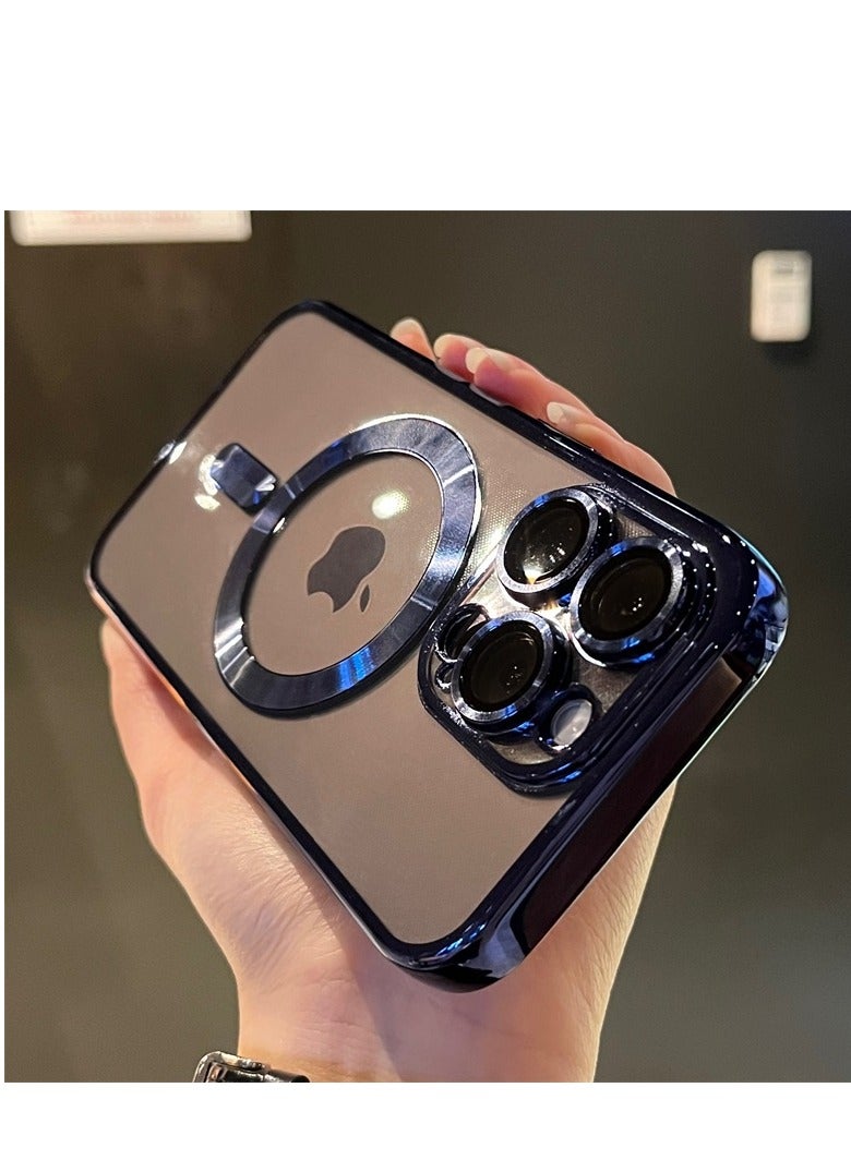 AROAQ Magnetic Case For iphone, Shockproof iPhone Bumper Cover, Plating For Magsafe Wireless Charge Case, Anti-scratch Mobile Protective Cover For iphone 15 Pro Max, 15 Plus, Pro, ( Navy ) - Image 1