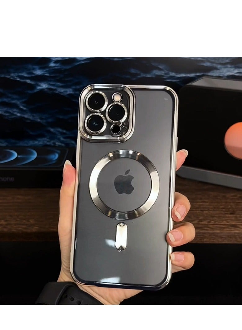 AROAQ Magnetic Case For iphone, Shockproof iPhone Bumper Cover, Plating For Magsafe Wireless Charge Case, Anti-scratch Mobile Protective Cover For iphone 15 Pro Max, 15 Plus, Pro, ( Navy ) - Image 3