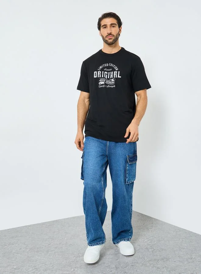Take Two Take Two Black Graphic Print Round Neck T-Shirt