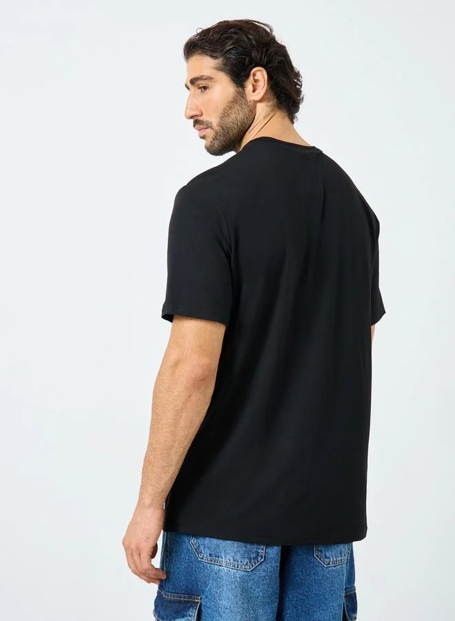 Take Two Take Two Black Graphic Print Round Neck T-Shirt