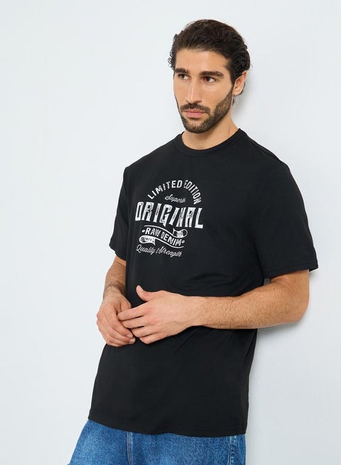 Take Two Black Graphic Print Round Neck T-Shirt