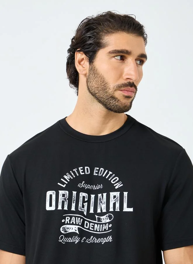 Take Two Take Two Black Graphic Print Round Neck T-Shirt
