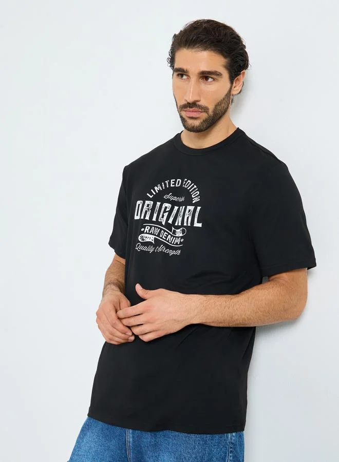 Take Two Take Two Black Graphic Print Round Neck T-Shirt
