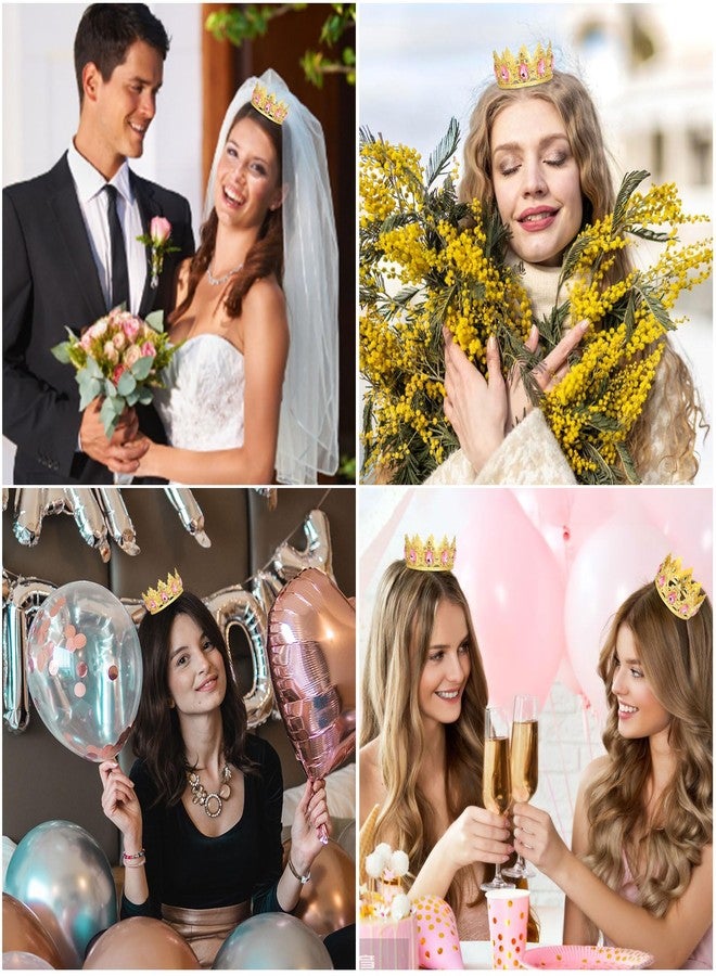 CAVETEE Crown Cake Topper，Gold Mini Baby Crown Crystal Princess Tiara Rhinestone Crown Cake Decoration for Wedding Birthday Party - Image 4