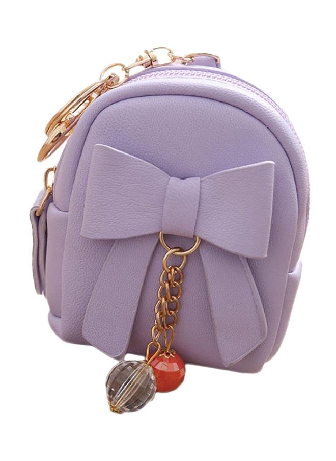 NIBEMINENT Bowknot Dangle Bead Coin Purse Violet 
