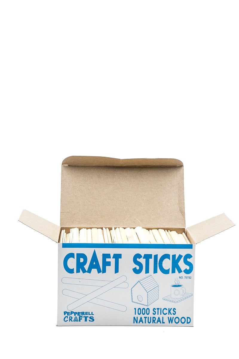hand2mind Natural Wood Craft Sticks, 4.25 Inch Popsicle Sticks for Ice Cream, Crafts, Waxing, Art Projects & Party Food Labels (1,000 Sticks) - Image 1