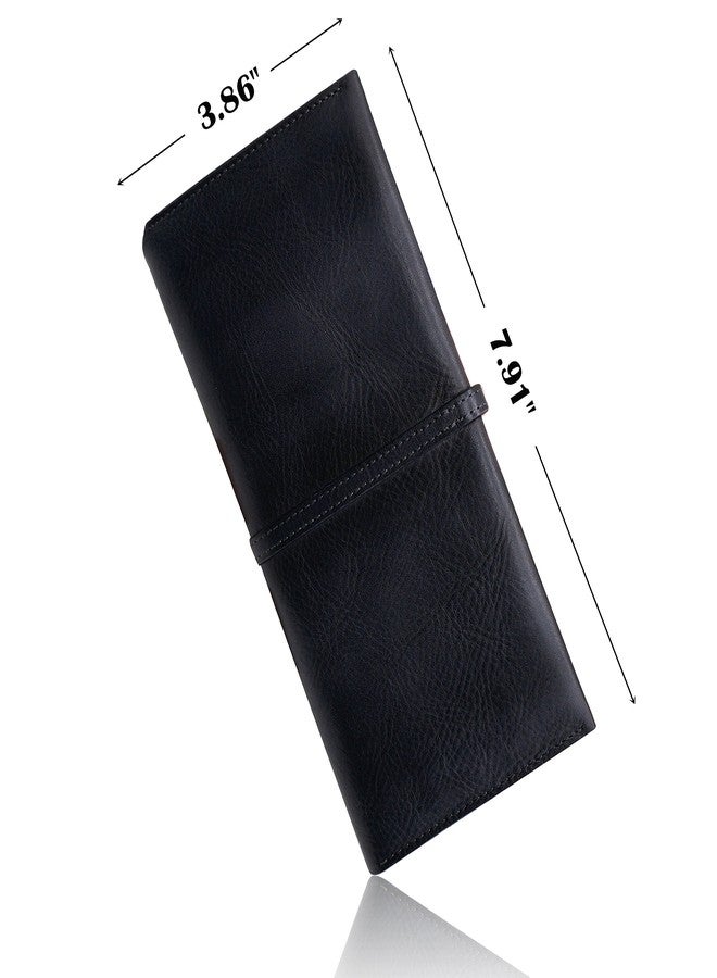 LETEULO Wallets for Women Genuine Leather Card Organizer Dip Dye Coin Purse Ladies Ultrathin Wallets, Black, 7.91'' x 3.86'' - Image 4