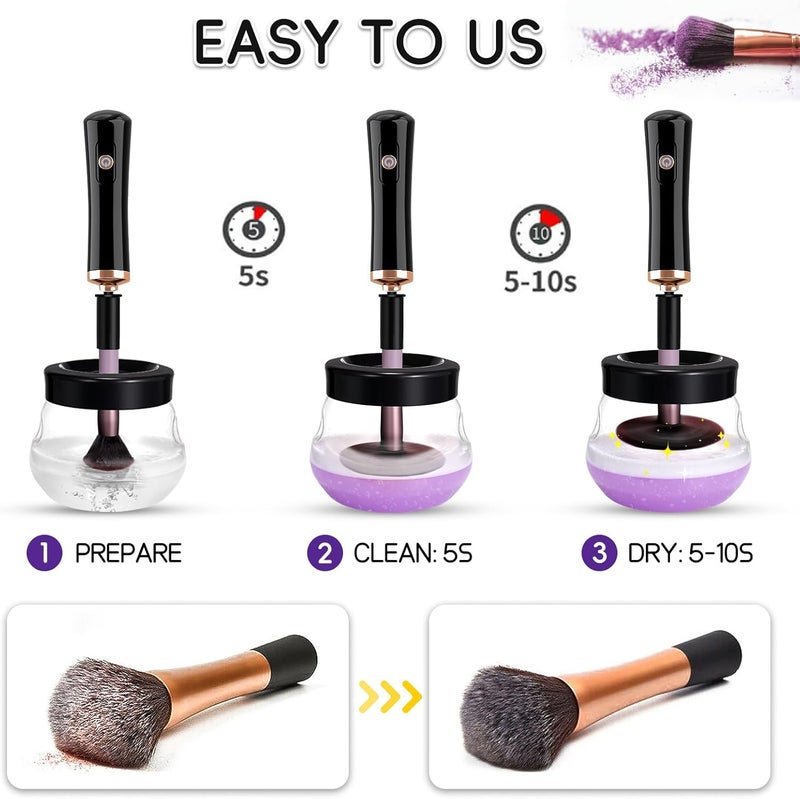 DOTSOG Pro 2019 Upgraded Electric Makeup Brush Cleaner and Dryer, Automatic Brush Spinner for all brushes,Wash and Dry in Seconds,with 8 Size Rubber Collars - Image 5