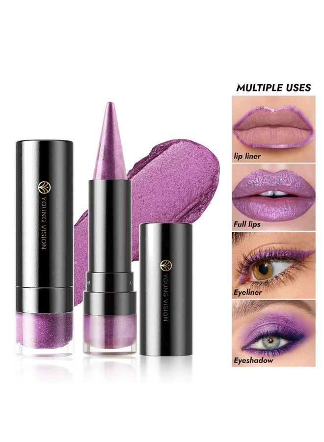 Metallic Glow Lipstick– Piece Copper and Shimmer Lip Liner Color Collection, Long-lasting Bold Shine, Smooth Texture for Sculpted Lips,#03
