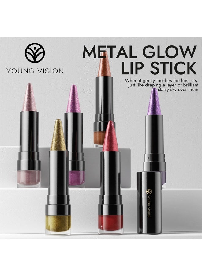 YOUNG VISION Metallic  Glow Lipstick– Piece Copper and Shimmer Lip Liner Color Collection, Long-lasting Bold Shine, Smooth Texture for Sculpted Lips,#03 - Image 3