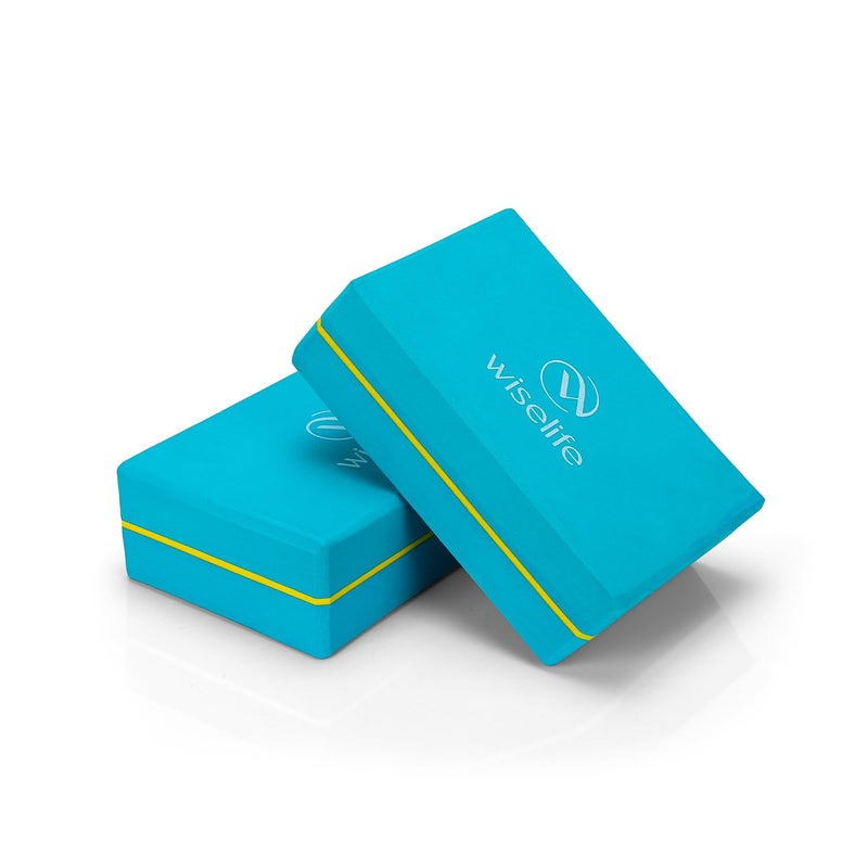 WISELIFE Teal Yoga Block | Yoga Brick (Set of 2, Extra Large Size), High Density Premium EVA Foam Material, Odour Resistant, Soft Surface for balance, support & performance - Image 1